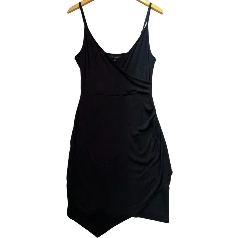 Goldray Women's One Piece Swim Dress Wrap Front Sleeveless Size PM Black Stretch - Picture 1 of 10